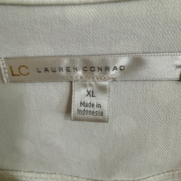 Lauren Conrad EUC White on White Polka Dot Moto denim Jacket - Size XL - - Picture 3 of 11